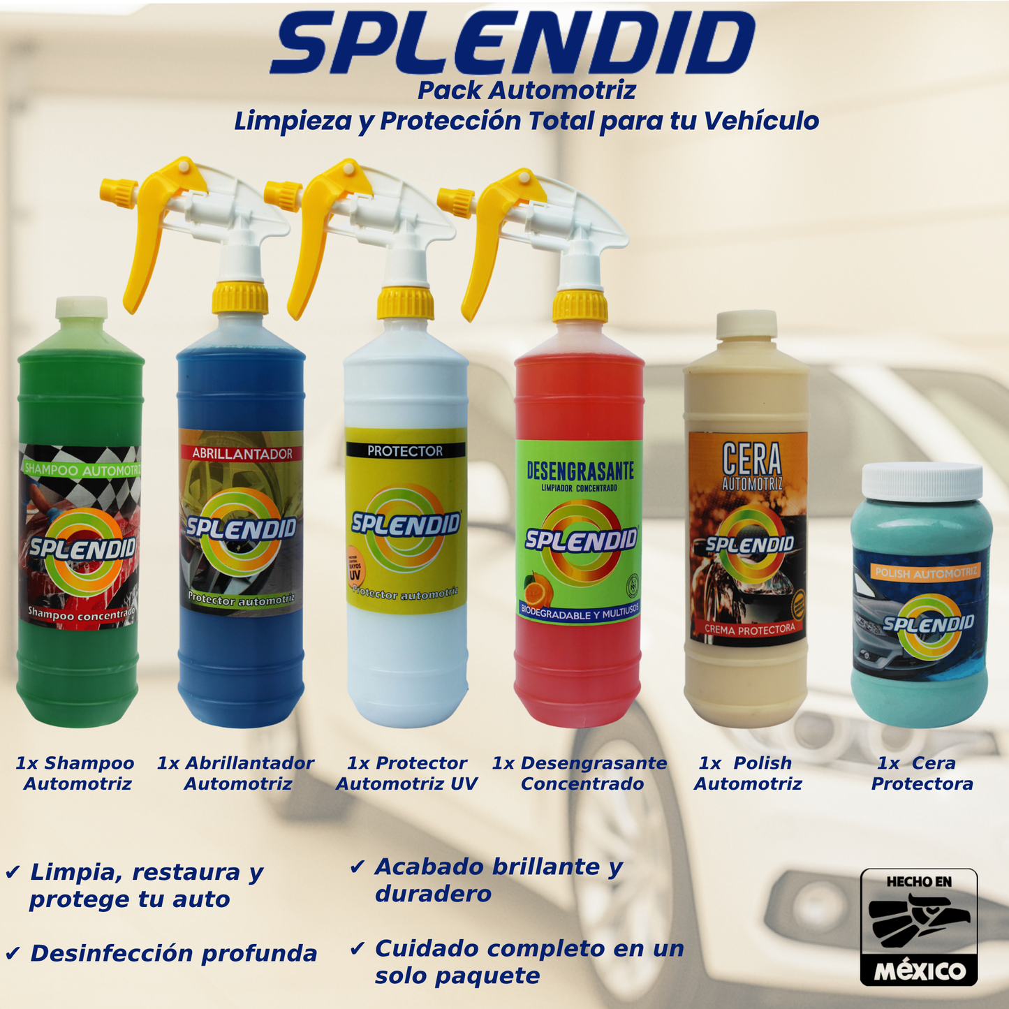 Pack Automotriz - Kit de Limpieza y Protección para Autos